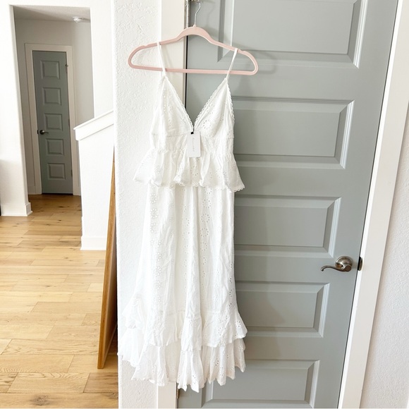 NWT Revolve Line & Dot Lotus Eyelet Midi Dress White - Picture 4 of 7